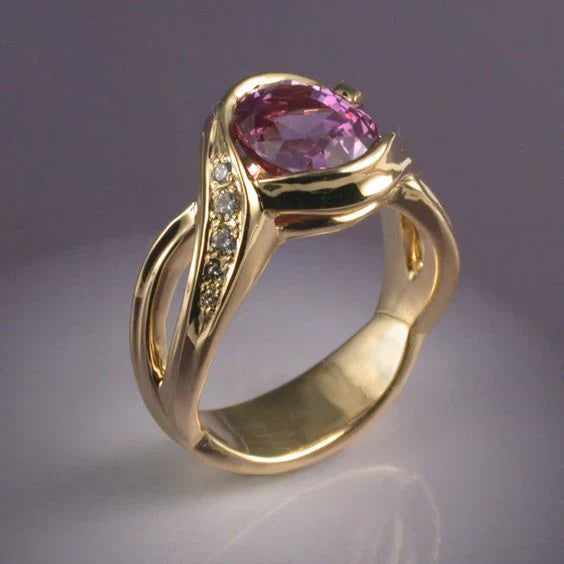 Vintage Garnet Crystal Zirconia Gold Ring
