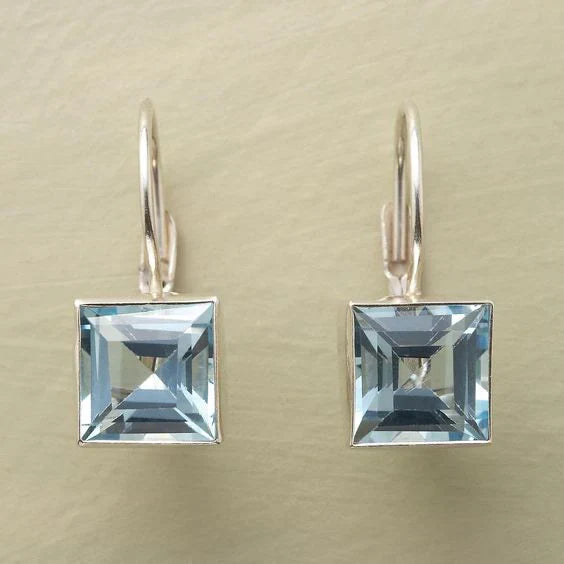 Vintage Blue Cubic Glass Earrings